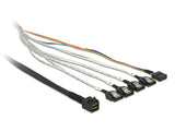 Delock Cable Mini Sas Sff-8643 > 4 X Sata 7 Pin + Sideband 0,5 M Metall