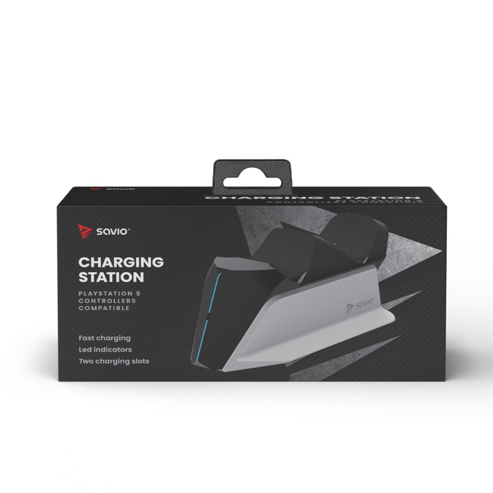 Savio Gcs-01 Estación De Carga Doble Para Pads Ps5, Dual Sense, Usb, Negro
