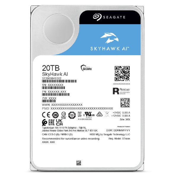 Disco Seagate Skyhawk Ai 3,5" 20tb Sata 6gb/S 7200 256mb 24x7