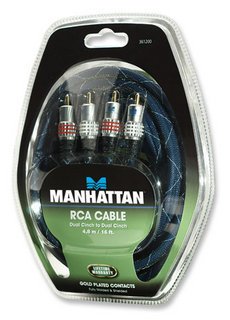 Cable  4,80m  2xrca M 2xrca M Doble Blindaje Nylon Azul