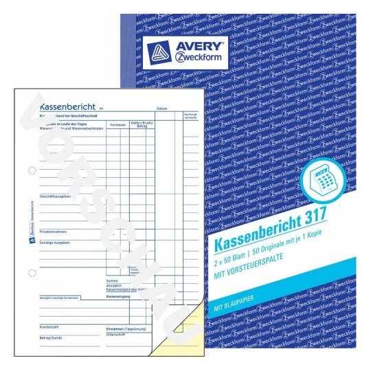 Avery Zweckform Kassenbericht - 50 Hoja - A5 (148 X 210 Mm)