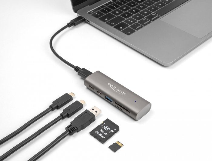 Delock 64236 Hub Usb Type-C De 3 Puertos Lector De Tarjetas Sd Y Micro Sd