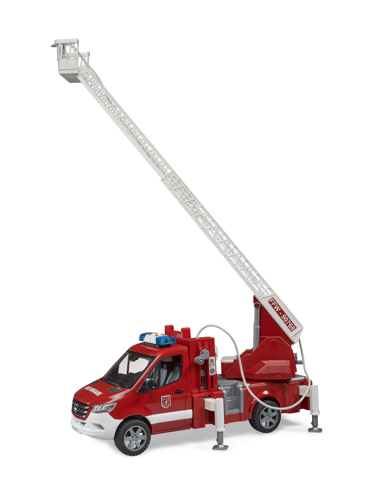 Vehículo Cuerpo De Bomberos Bruder Mb Sprinter Con Módulo De Luz Y Sonido (Rojo/Blanco, Escalera Giratoria, Bomba)