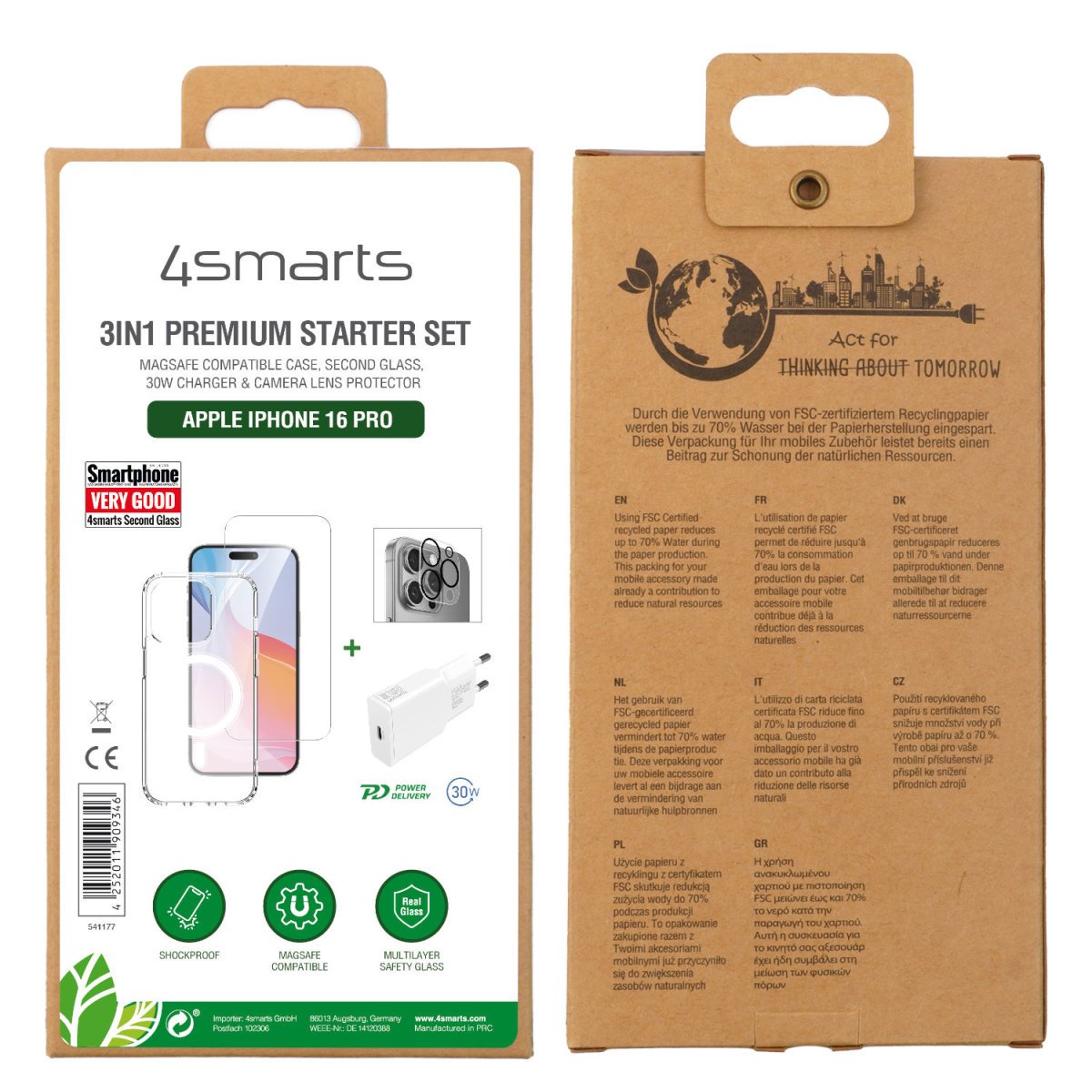 4smarts 3in1 Premium Starter Set Para Apple Iphone 16 Pro Magsafe-Kompatibel