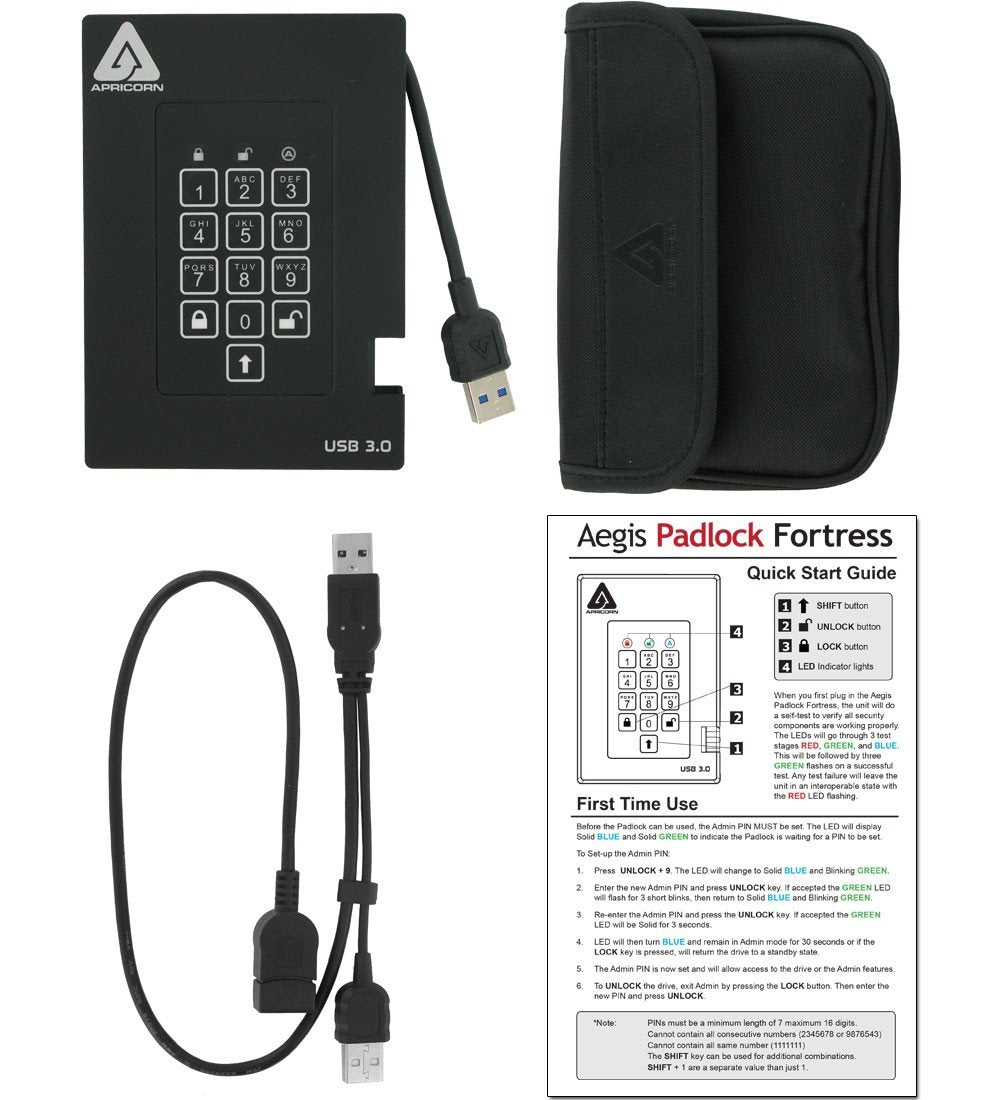 Apricorn Ssd-Festplatte A25-3pl256-S1000f - 1 Tb - Usb 3.0 - Negro