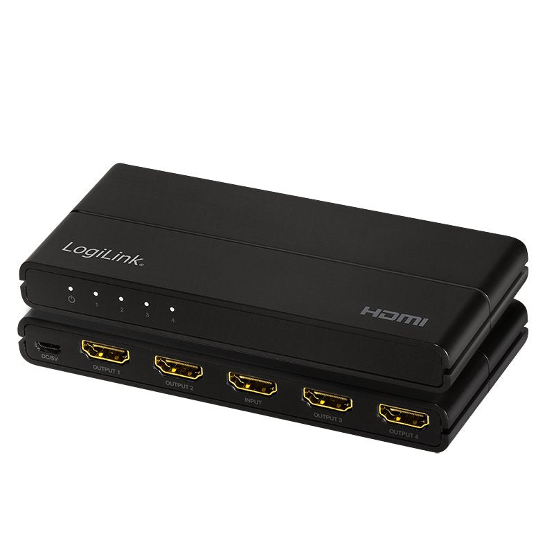Divisor Hdmi Logilink 1x4 Puerto, 4k / 60hz, Downscaler, Negro.