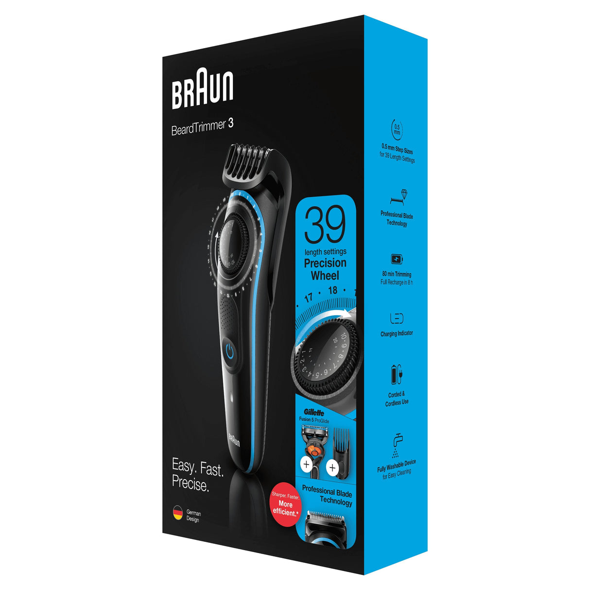 Barbero Cortapelos Braun Bt3240 + Gillete Fusion 39 Ajustes Barba Lavable Control Giratorio