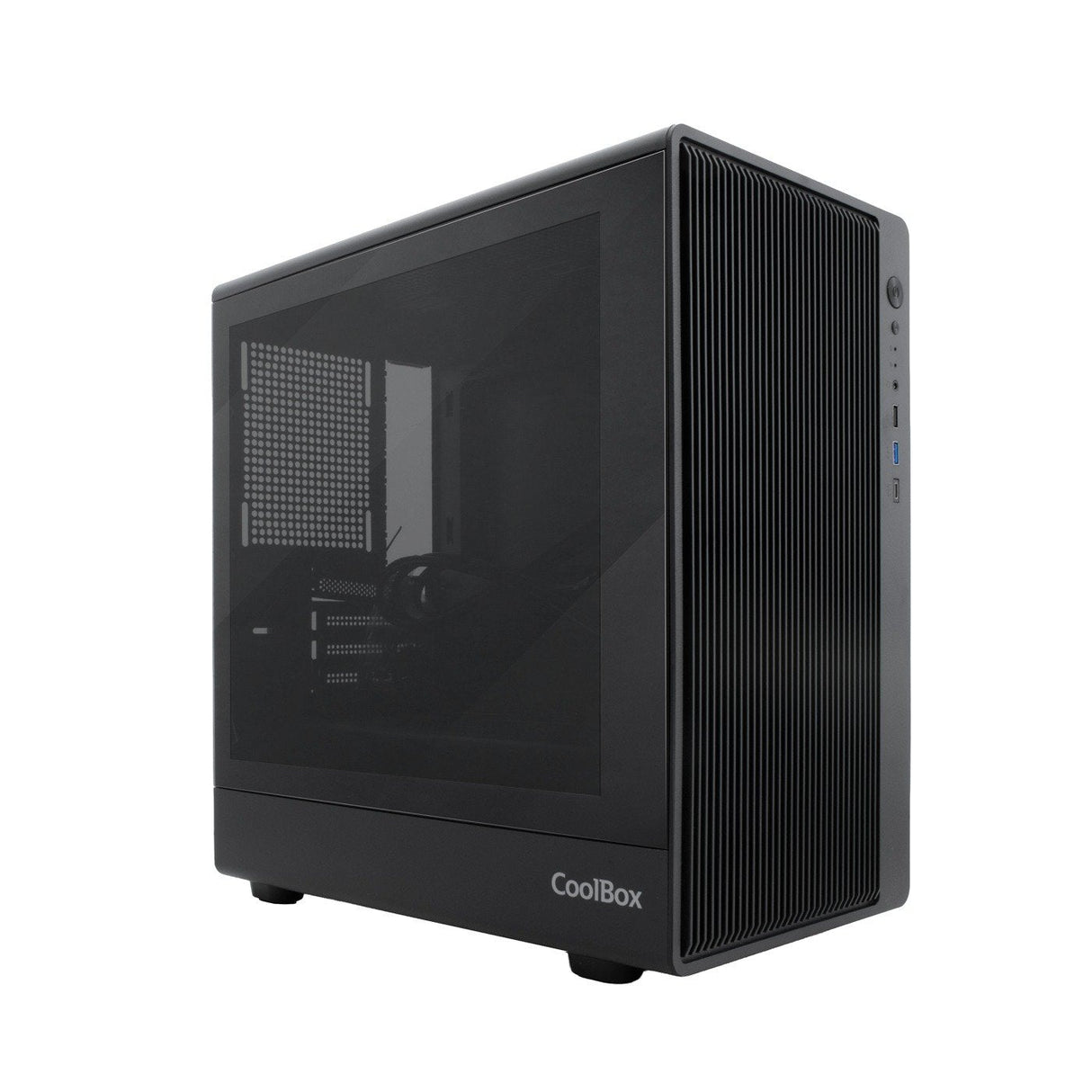 Coolbox Caja Microatx Gm350 Darkface Gpu Max 315mm Cristal Templado Liquida 240mm Usb-C Negra