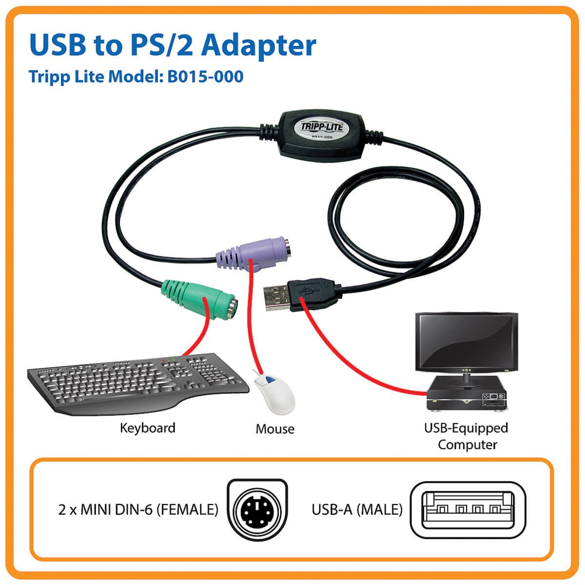 Usb To Ps/2 Adapter For Keyboard And Mouse