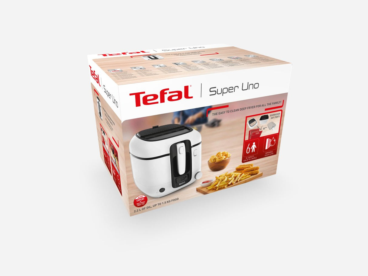 Freidora Tefal Super Uno Fr3140,  Blanco/Negro, Con Temporizador Fr3140