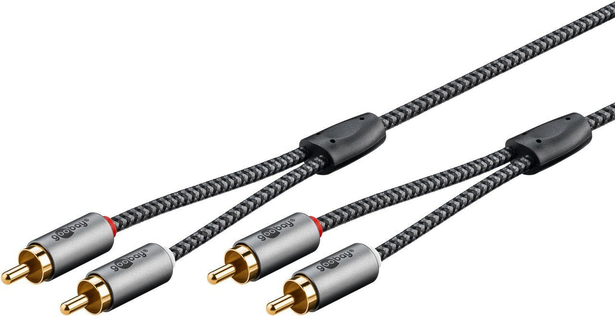 Cable  1,00m  2xrca M 2xrca M Flexiplus Nylon Goobay