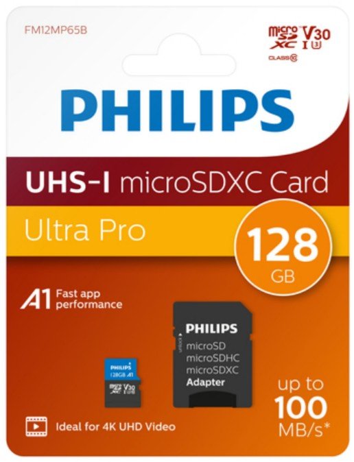 Philips Microsdxc 128gb Class 10 Uhs-I U3 Incl. Adapter