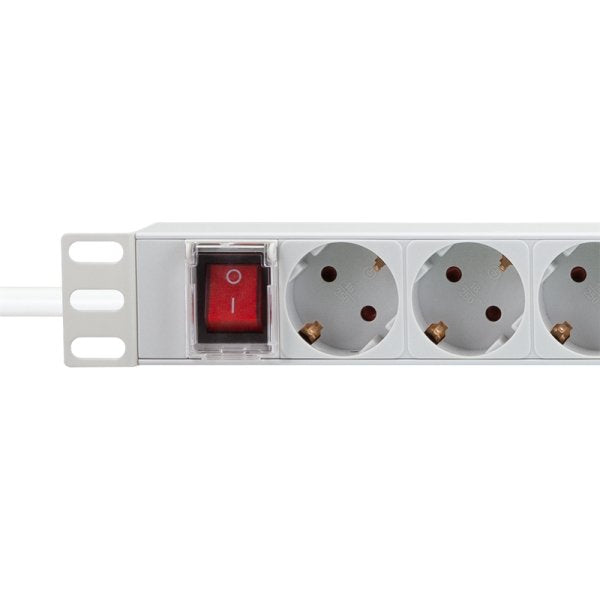 9er Regleta De Enchufes 19" Pdu Con Interruptor Logilink Gris Claro