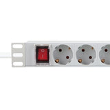 9er Regleta De Enchufes 19" Pdu Con Interruptor Logilink Gris Claro