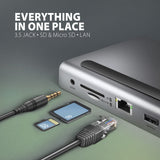 Axagon Hmc-4kx3 Usb 3.0 Hub, Minidp + 2x Hdmi, Lan, Pd, 3x Usb-A, Sd-Kartenleser, Audio