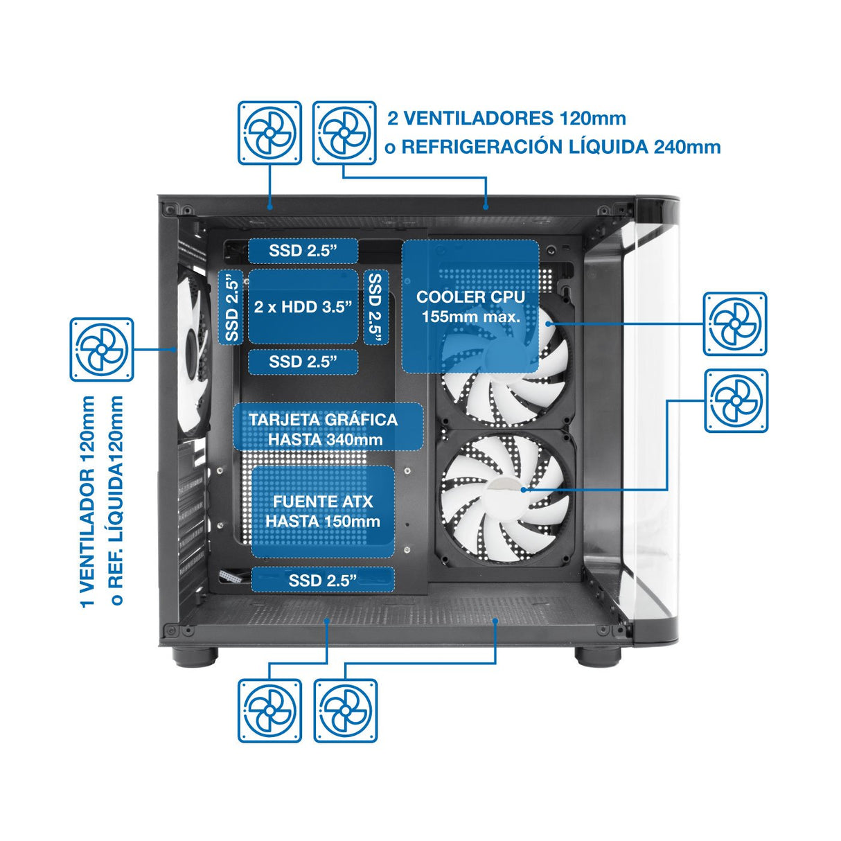 Coolbox Caja Pc Gaming Gm100 Vision Argb Microatx