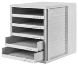 Han Schubladenbox Schrank-Set,Din A4 5 Schubladen, Lichtgris