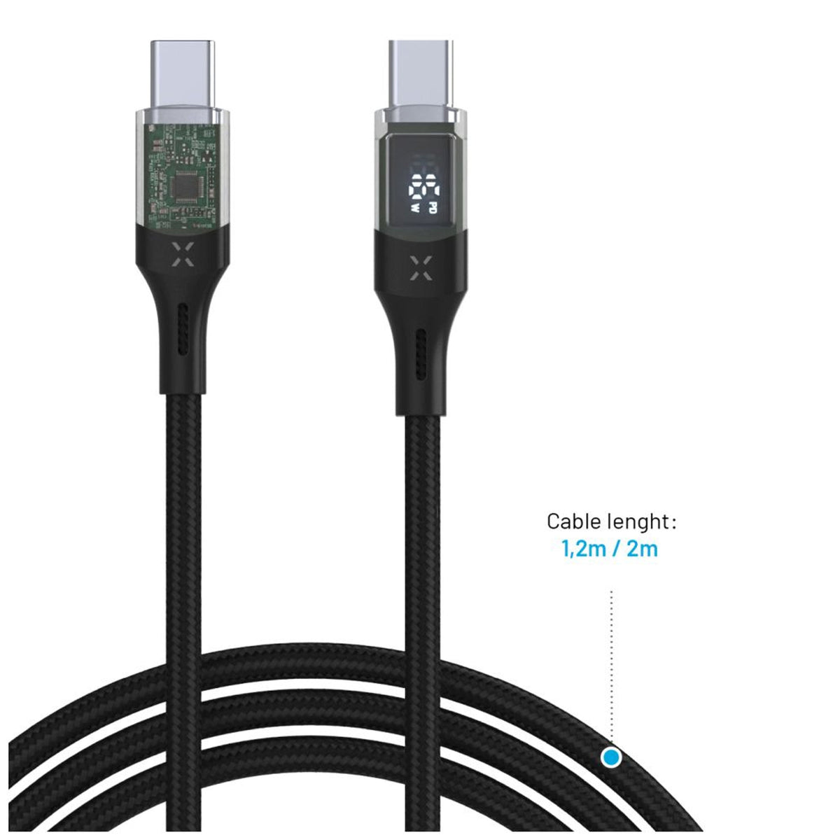 Cable  Fixed Usb-C Usb-C With Display, Pd Support, 1.2m, Usb 2.0, 100w, Black