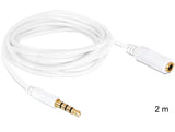 Delock Cable Jack 3.5mm 2m M/H Alargo Blanco