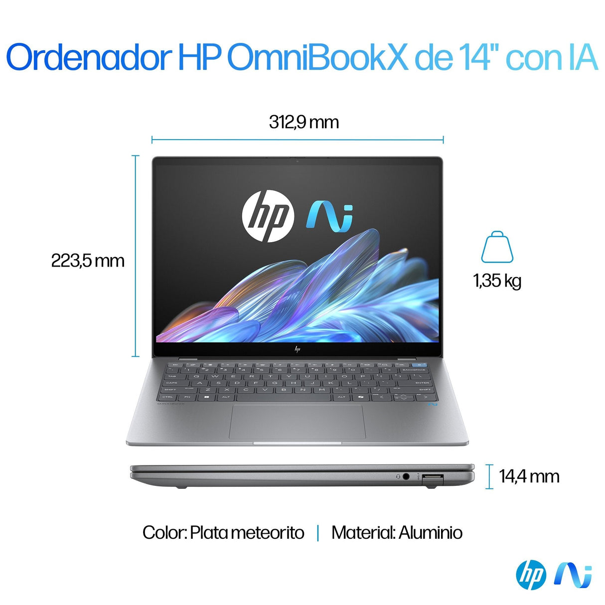 Portátil Hp Omnibook X 14 Qc Snapdragon X1e-78-100 (12c) 16gb Lpddr5x 1tb Gen4 Adreno Andaz Touch/2.2k (2240x1400) Ips 300n Narrow Border Win 11