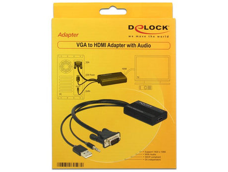 EAN 4043619625970 - DeLOCK 62597 adaptador de cable de vídeo 0,25 m HDMI tipo A (Estándar) VGA (D-Sub) + 3.5mm + USB Type-A N imagen 3