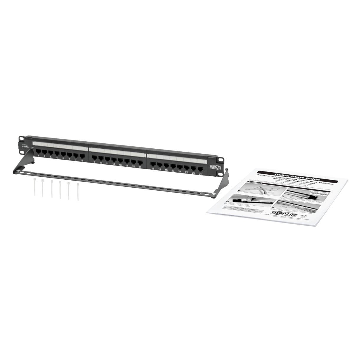 Eaton Tripp Lite Cat6 24-Port Patch Panel Poe+ Compliant 110/Krone 568a/B Rj45 Ethernet 1u Rack-Mount Taa