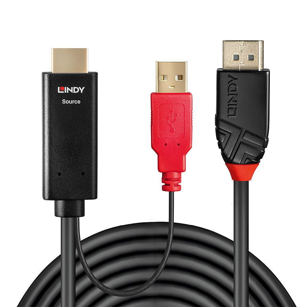 EAN 4002888414258 - Lindy 41425 adaptador de cable de vídeo 1 m DisplayPort HDMI + USB Negro imagen 2