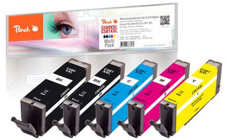 Tinta Peach Pi100-396  5 Pieza(S) Compatible Canon  (Súper) Alto Rendimiento Negro, Cian, Magenta, Foto Negro, Amarillo Extra (Súper) Alto Rendimiento, 23 Ml, 12 Ml, 600 Páginas, 5 Pieza(S), Multipack