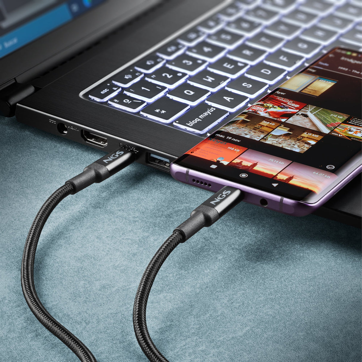 EAN 8435430625851 - NGS KNOT 65W-3 cable USB USB 2.0 3 m USB C Negro imagen 8