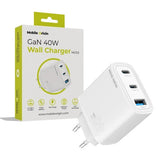 Mobile Origin 40w Gan Charger Mo13 White 1x Usb-A + 2x Usb-C
