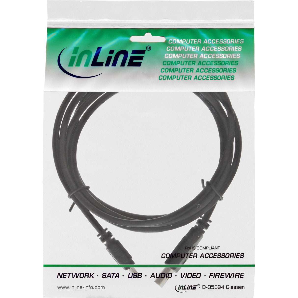 Inline Usb 2.0 Cable Tipo A Macho A Mini B Macho 5 Pines Negro 5m