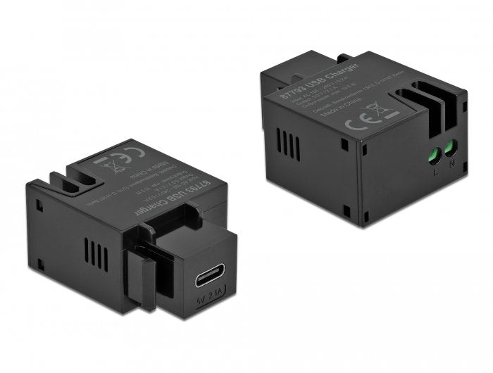 Delock Módulo Keystone Con Puerto De Carga Usb Type-C, 2,1 A, Negro