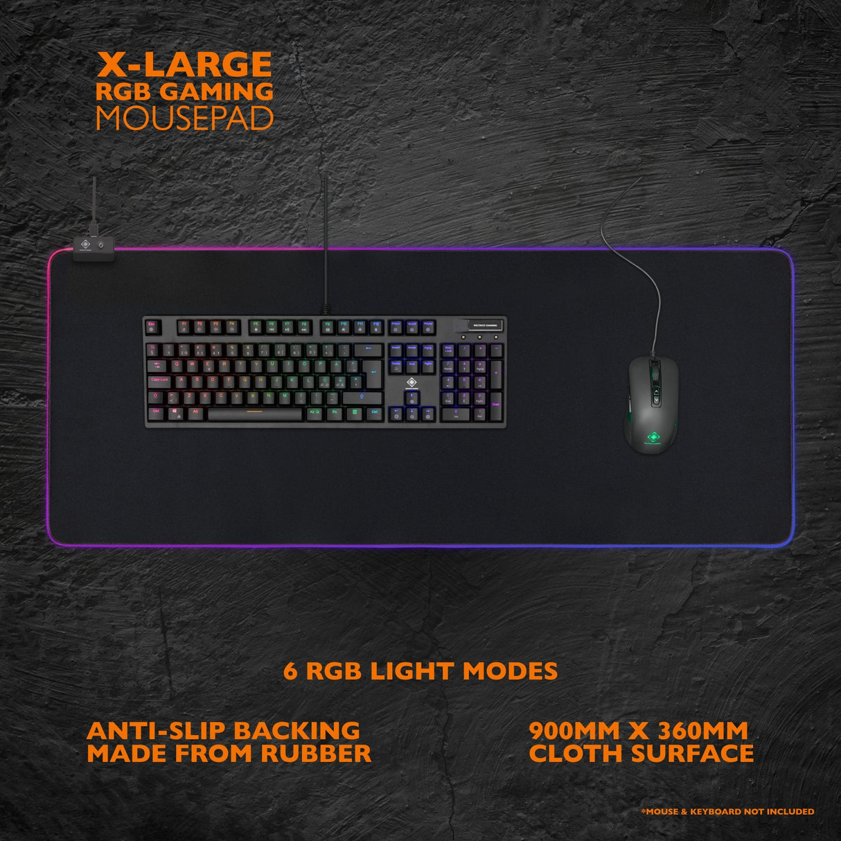 Deltaco Dmp310 Gaming Mauspad Rgb M. 13 Led-Modi Schwarz