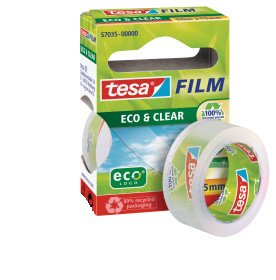 Tesa Eco & Clear, 1 Rollo, 19 Mm, Cinta Adhesiva Transparente, 33 Metros