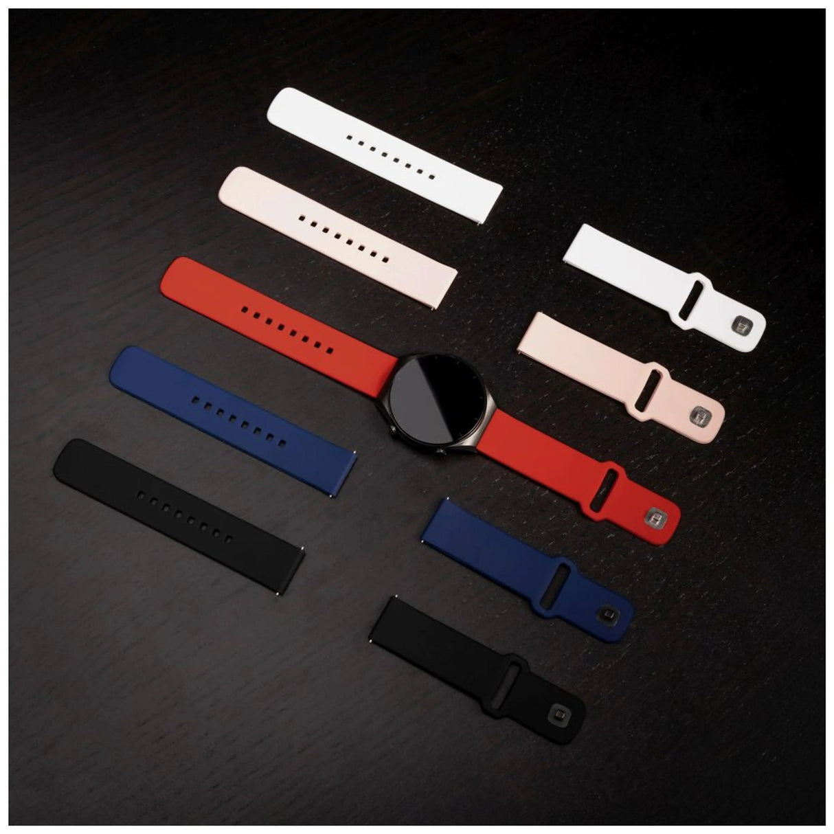 Fixed Silicone Sporty Strap Set With Quick Release 20mm For Smartwatch, Blue