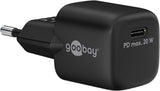 Cargador  20w Usb 1 Puert. Usb-C Negro Gan Pd Salida Lateral Tamaño Nano Goobay