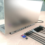 Aisens Usb-C Dock 13 En 1, Usb-C A 2xhdmi, 1xdisplayport, 1xrj45, 3xusb-A, 2xusb-C, 1xusb-C Pd, 1xsd, 1xmicro Sd, 1xaudio, 1xranura Kensington, 30cm