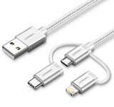 Cable Ugreen 50203  Usb 1,5 M Usb 2.0 Usb A Usb C/Micro-Usb B/Lightning Blanco