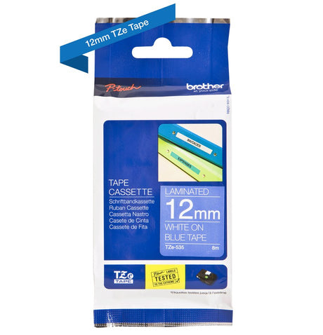 EAN 4977766686471 - Brother TZE-535 cinta para impresora de etiquetas Blanco sobre azul imagen 3