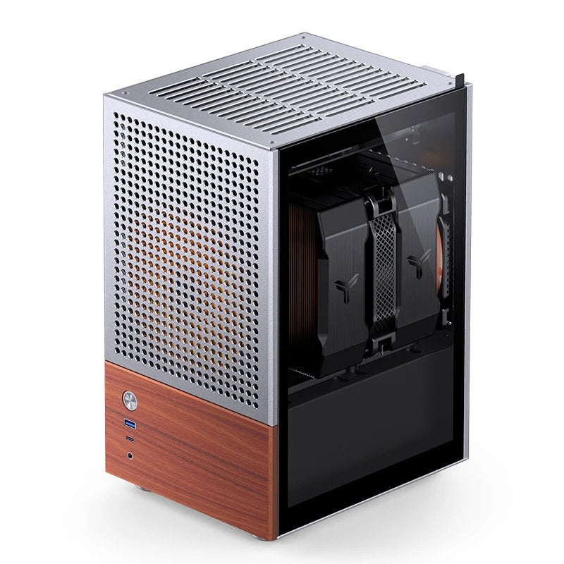 Jonsbo T6 Pc Carcasa, Mini-Tower, Mini-Itx, Tempered Glass, Madera - Plateado