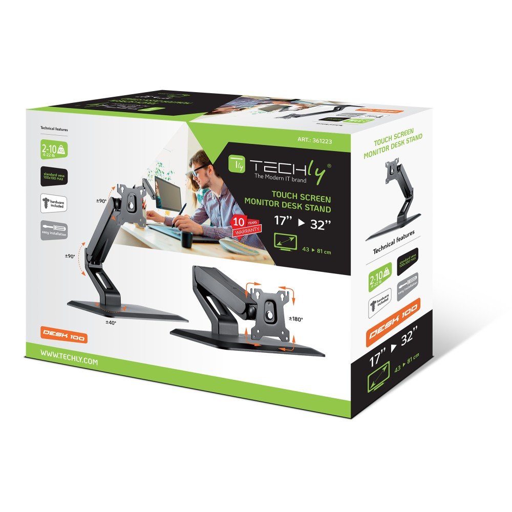 EAN 8059018361223 - Techly ICA-LCD 35TS soporte para monitor 81,3 cm (32") Escritorio Negro imagen 2