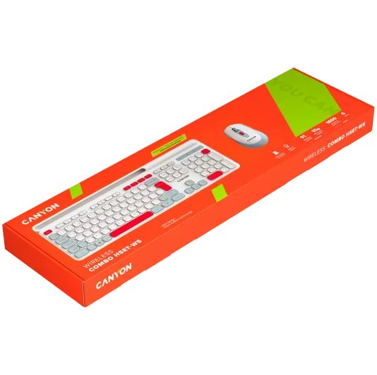 Canyon Hset-W5 En Keyboard+Mouse Aaa+Aa Wireless White