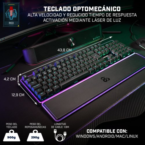 Teclado Español  Gaming Newskill  Gungnyr Ns-Kb-Gungnyr-Gat-Red