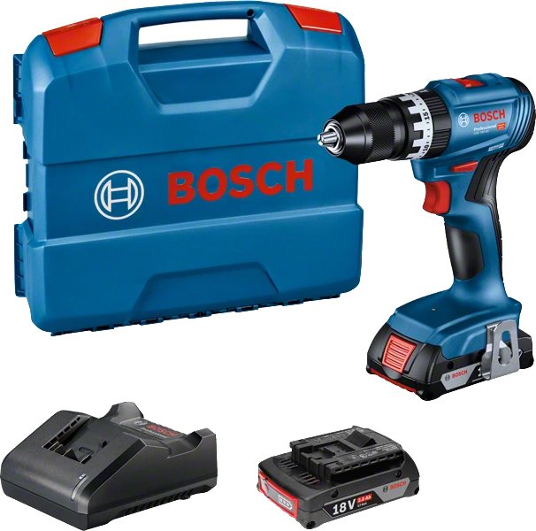 Taladro Combinado Inalámbrico Bosch Gsb 18v-45 Professional, 18 Voltios (Azul/Negro, 2 Baterías De Iones De Litio De 2,0 Ah, En Caja L)  06019k3302