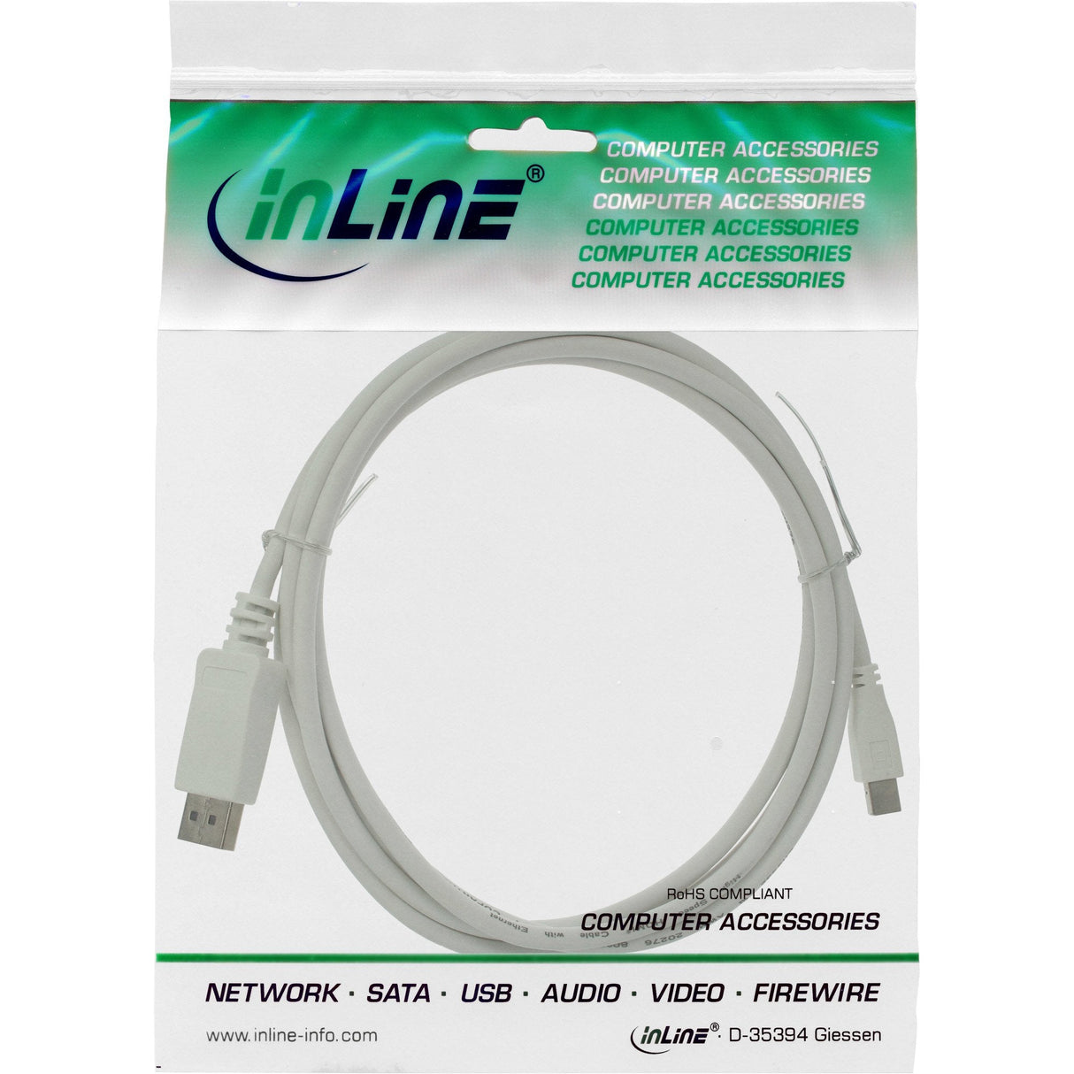 Cable Inline Mini Displayport A Displayport Blanco 1m