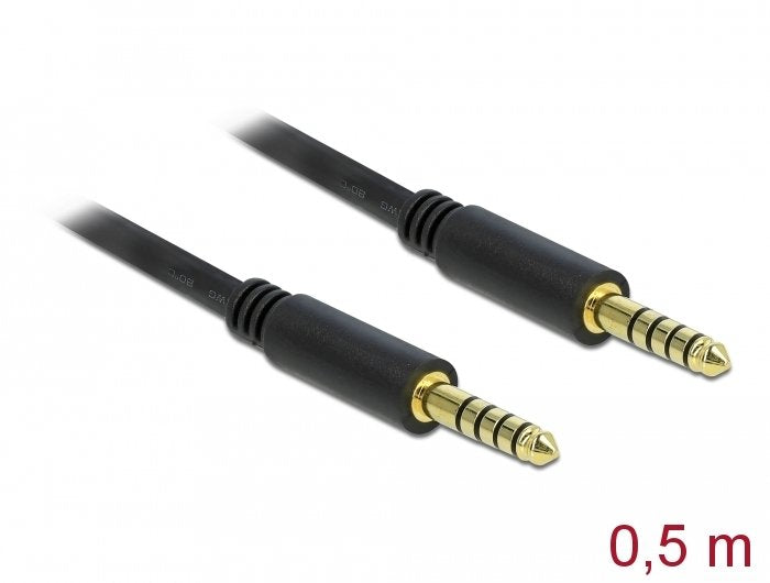 Delock Cable De Audio Jack 4,4 Mm 5 Pin Macho A Macho 0,5 M Negro