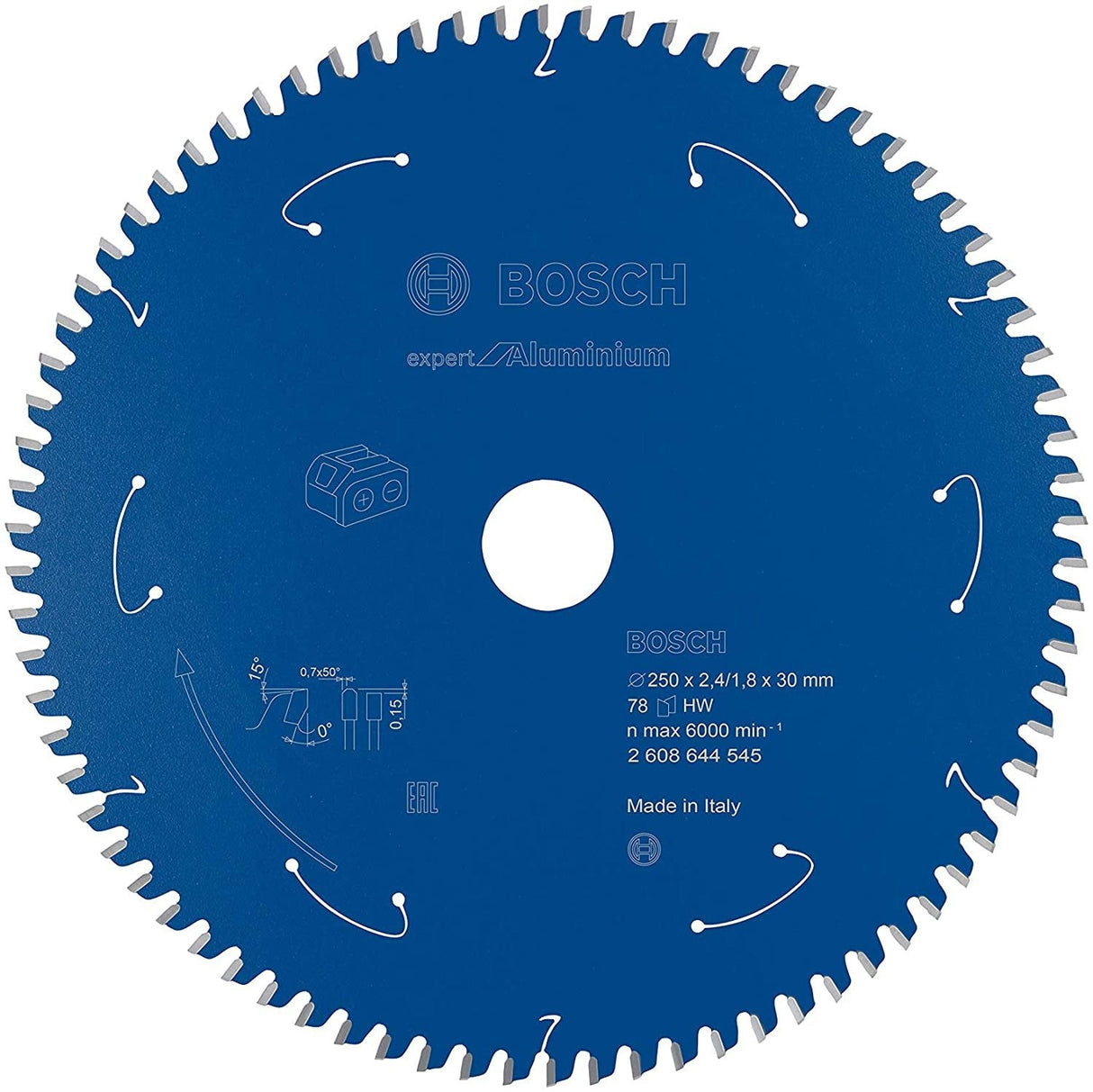 Hoja De Sierra Circular Bosch Professional Expert Para Aluminio, Ø 250 Mm, Diámetro 78z 30 Mm, Para Tronzadoras A Batería 2608644545