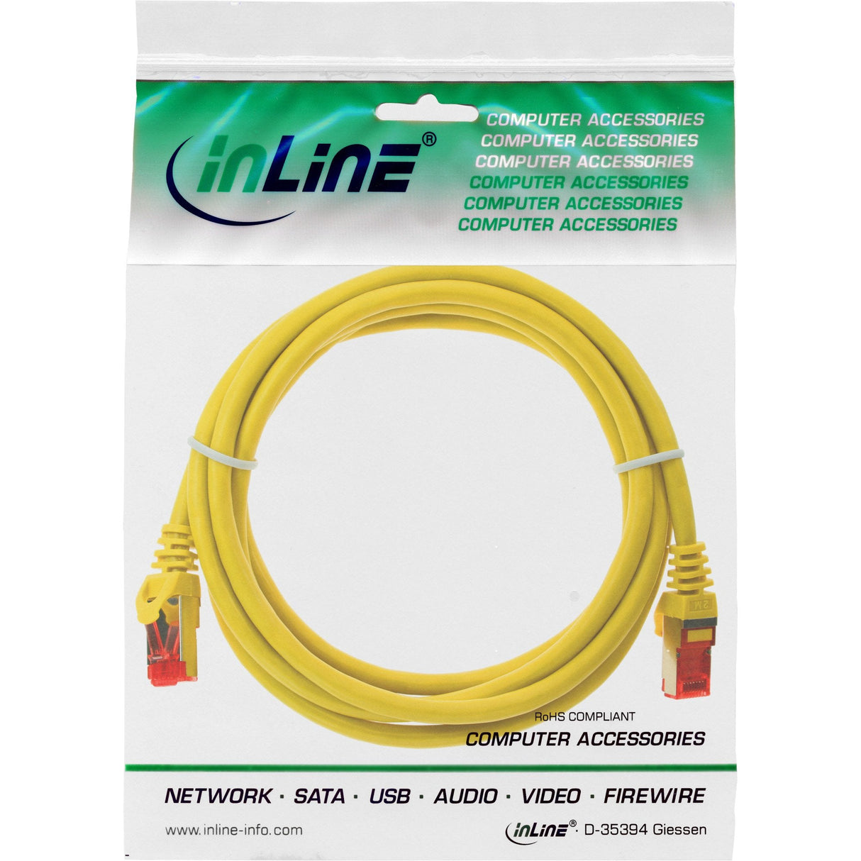 Cable De Red Inline S/Ftp Pimf Cat.6 250mhz Cobre Libre De Halógenos Amarillo 0.5m