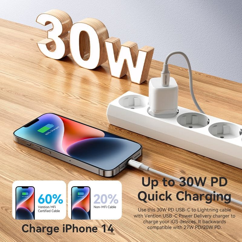 Vention Usb 2.0 Usb-C To Lightncabl Ing M-M 3a Cable 1m White