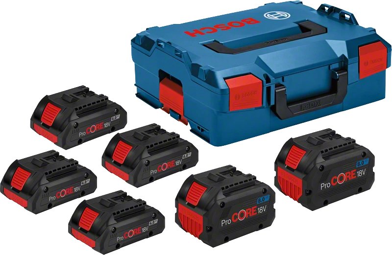Bosch Professional 4x Batería Procore 18v 4.0ah + 2x Batería Procore 18v 8.0ah Professional Azul/Negro, L-Boxx, Ampshare Alliance 1600a02a2t